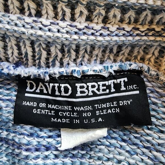 Vintage David Brett Sweater Womens Size Not Labeled XL? Cable Knit Gray Blue - Picture 7 of 7